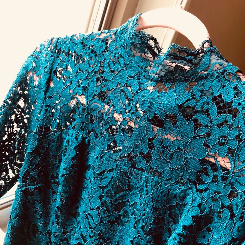COPY - Betsey Johnson lace overlay teal dress